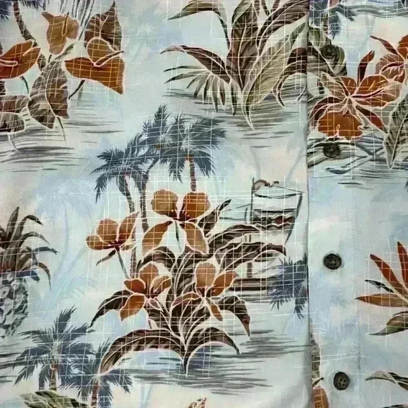 Campia Mens 2XL Button Down Hawaiin Shirt Rayon Easy Care Tropical Short Sleeve - Picture 7 of 10